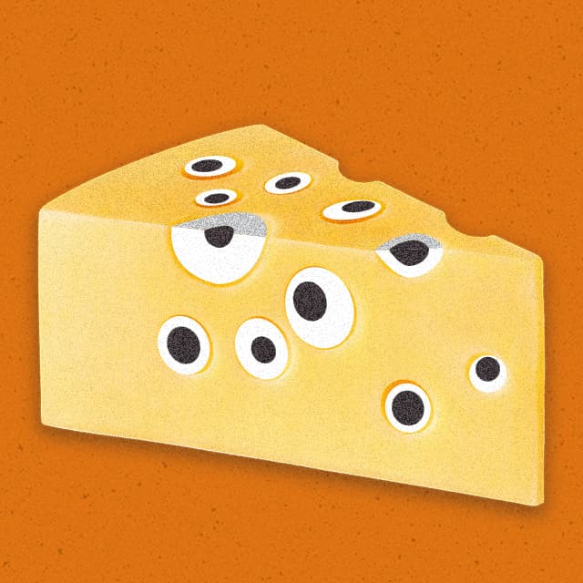 eyes for holes in swiss cheese illustration