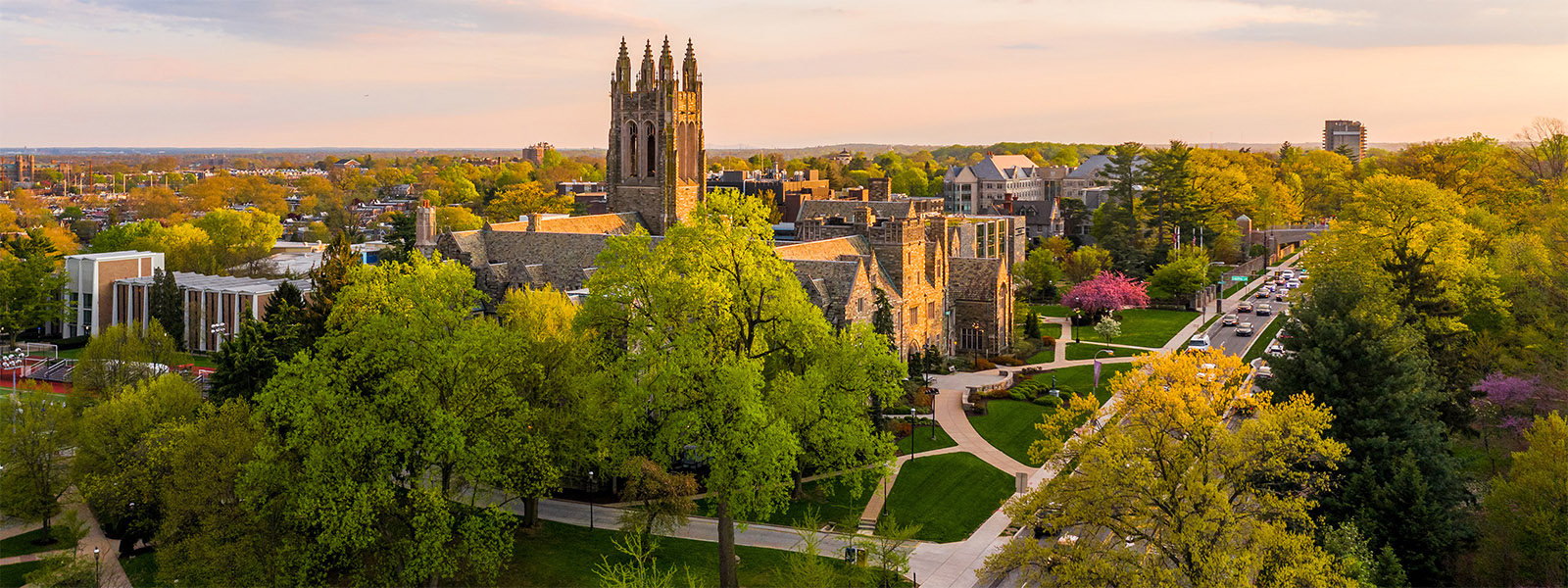 Saint Joseph's University Barbelin Tower at sunset.