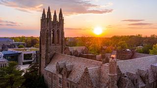 Saint Joseph's University Barbelin aerial during sunset