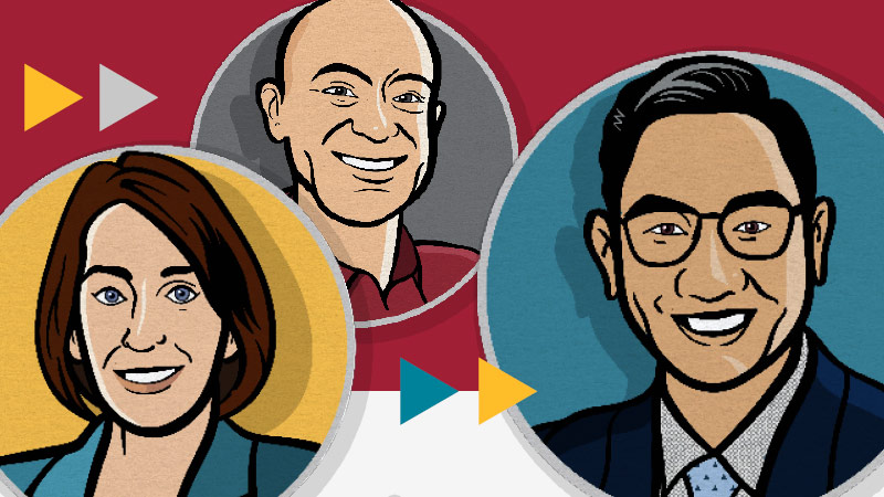 An illustration of different Saint Joseph's University donors who are profiled in the Pass It On feature story